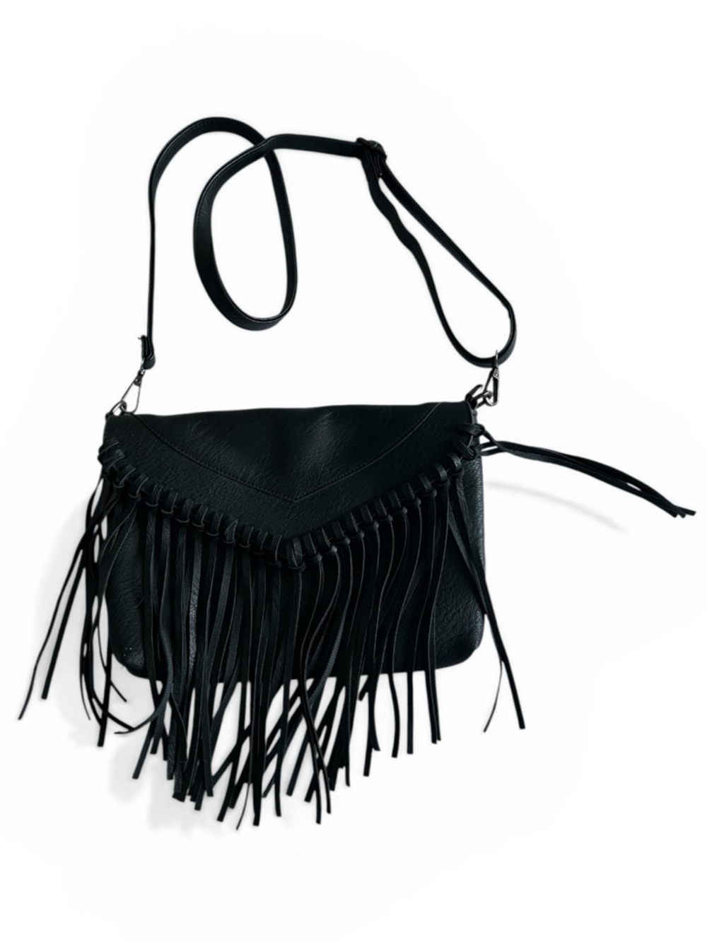 Festival Ready Black Fringe Crossbody Bag